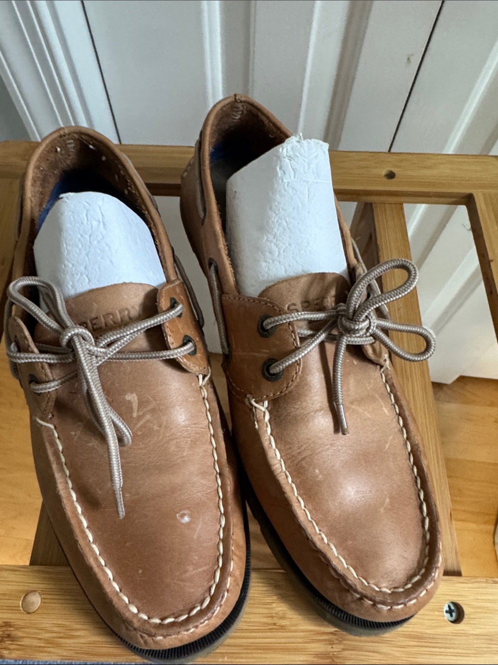 Sperry Brown Leather Moc Toe Boat Shoes